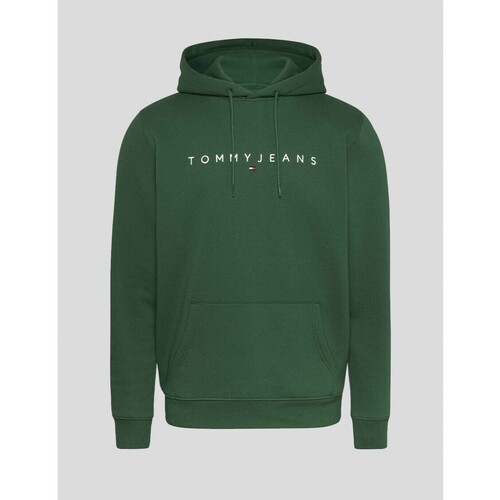 textil Hombre Sudaderas Tommy Jeans SUDADERA  LINEAR LOGO HOODIE L4L COURT GREEN Verde