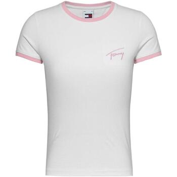 textil Mujer Camisetas manga corta Tommy Hilfiger DW0DW17377 YBR Blanco