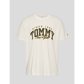 textil Hombre Camisetas manga corta Tommy Jeans CAMISETA  LUXE VARSITY TEE YBH WHITE Blanco