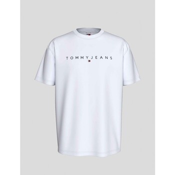 textil Hombre Camisetas manga corta Tommy Jeans CAMISETA  LINEAR LOGO TEE YBR WHITE Blanco