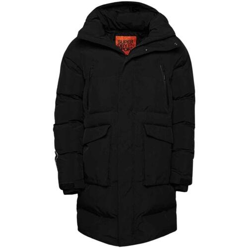 textil Hombre Abrigos Superdry HOODED LONGLINE PADDED JACKET Negro
