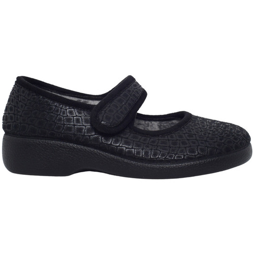 Zapatos Mujer Pantuflas Garzon - Zapatilla casa mujer tipo mercedita Jaspe Velcro Negro