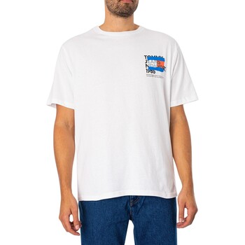 textil Hombre Camisetas manga corta Tommy Jeans Camiseta Con Bandera De Graffiti De Nueva York Blanco