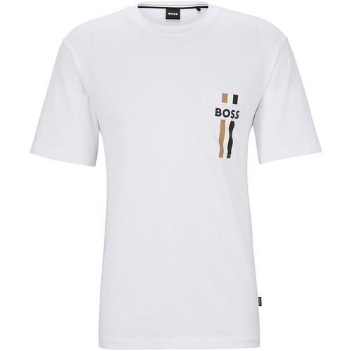 textil Hombre Camisetas manga corta BOSS - Camiseta con Logotipo Blanco