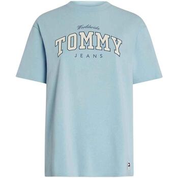 textil Mujer Tops y Camisetas Tommy Jeans TJW RLX VARSITY LUX TEE Azul