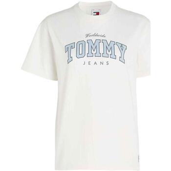 textil Mujer Tops y Camisetas Tommy Jeans TJW RLX VARSITY LUX TEE Blanco