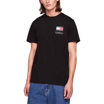 textil Hombre Camisetas manga corta Tommy Jeans TJM SLIM ESSENTIAL FLAG TEE Negro