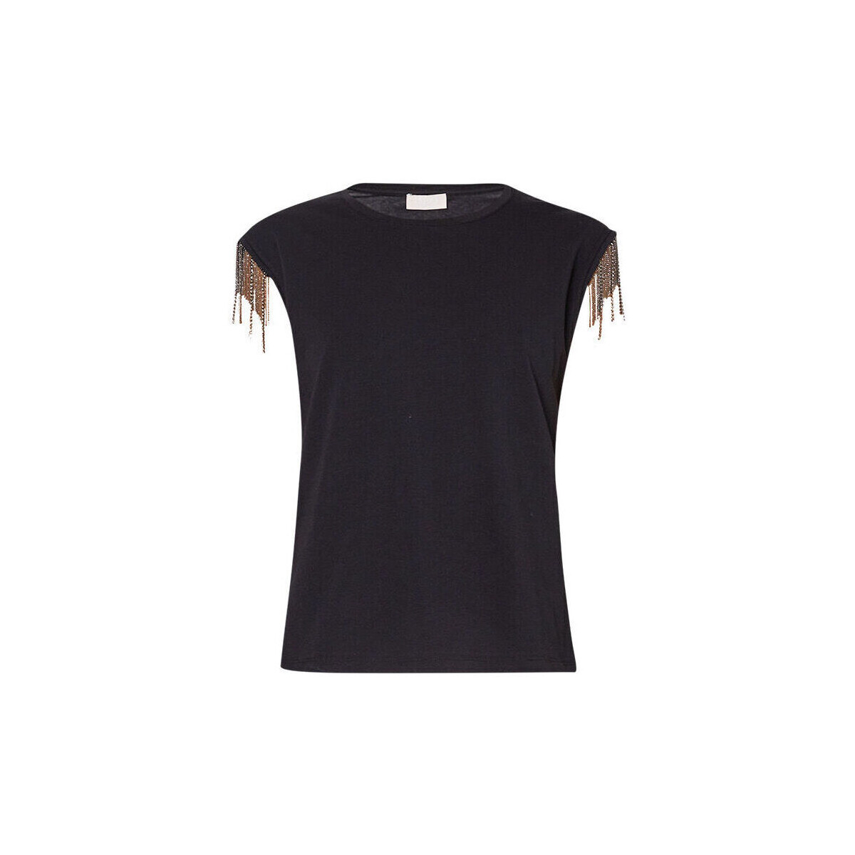 textil Mujer Tops y Camisetas Liu Jo Camiseta con flecos decorativos Negro