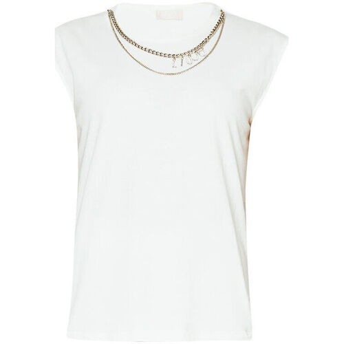 textil Mujer Tops y Camisetas Liu Jo Camiseta con cadena y logotipo Blanco
