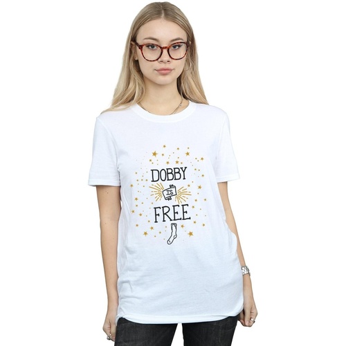 textil Mujer Camisetas manga larga Harry Potter Dobby Is Free Blanco