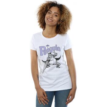 textil Mujer Camisetas manga larga Dc Comics Penguin Mono Action Pose Blanco