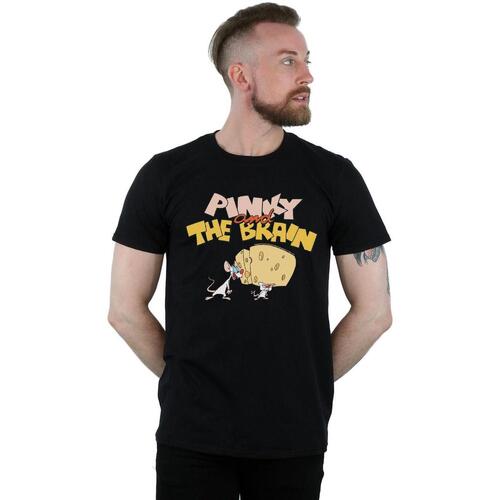 textil Hombre Camisetas manga larga Animaniacs Pinky And The Brain Cheese Head Negro
