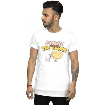 textil Hombre Camisetas manga larga Animaniacs Pinky And The Brain Cheese Head Blanco