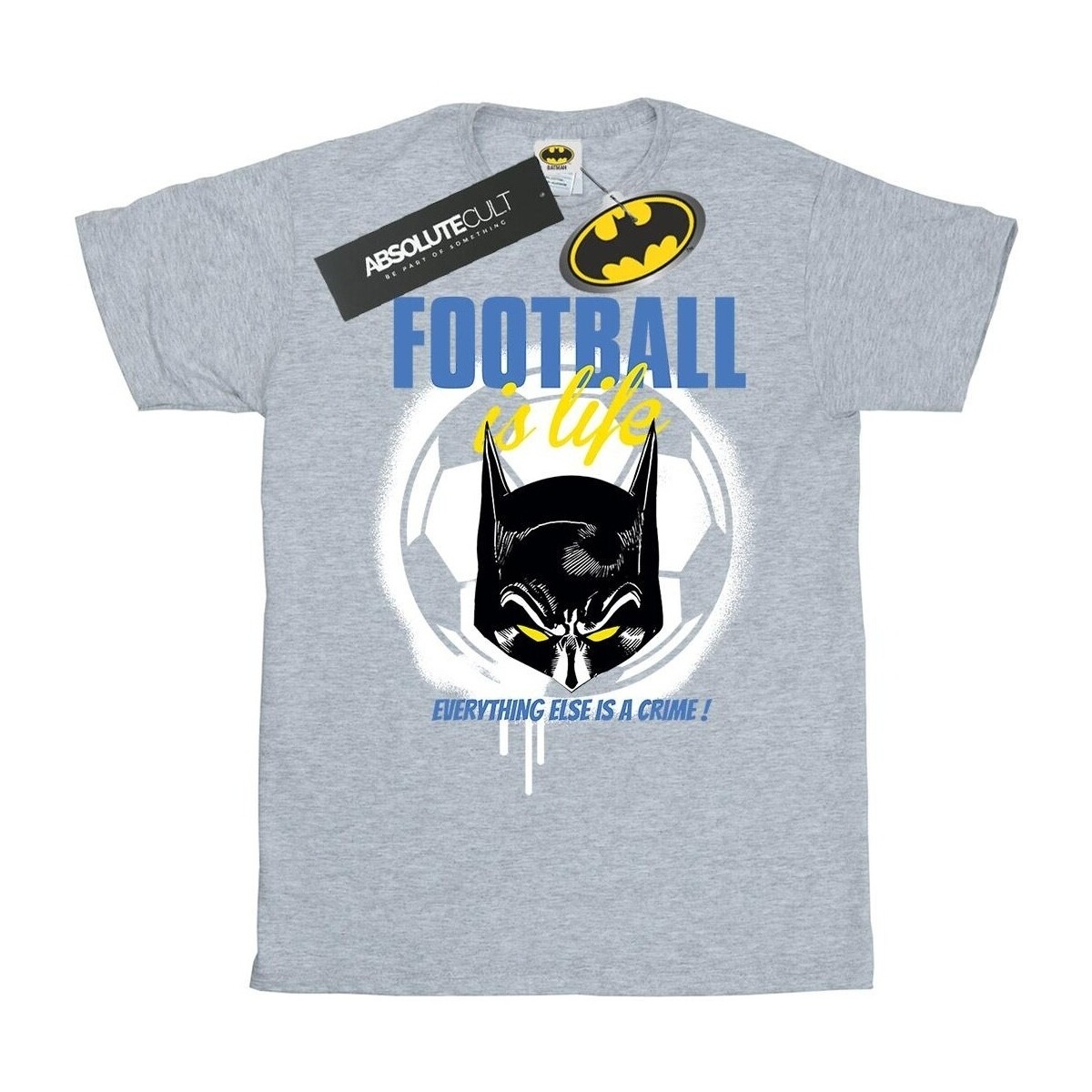 textil Hombre Camisetas manga larga Dc Comics Batman Football is Life Gris