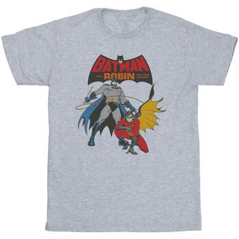 textil Hombre Camisetas manga larga Dc Comics Batman And Robin Gris