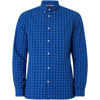 textil Hombre Camisas manga larga Tommy Hilfiger Camisa Flex De Cuadros Pequeños Azul