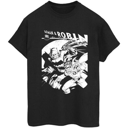 textil Mujer Camisetas manga larga Dc Comics Batman And Boy Wonder Negro