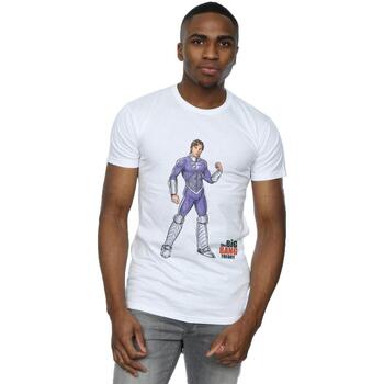 textil Hombre Camisetas manga larga The Big Bang Theory Raj Superhero Blanco