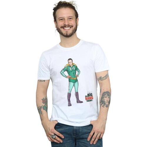 textil Hombre Camisetas manga larga The Big Bang Theory Sheldon Superhero Blanco