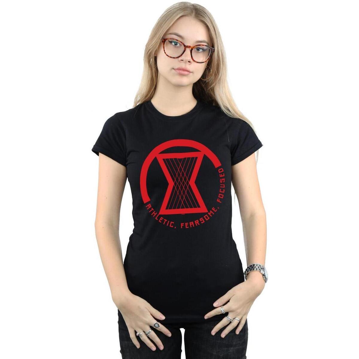 textil Mujer Camisetas manga larga Marvel Black Widow Movie Athletic Logo Negro
