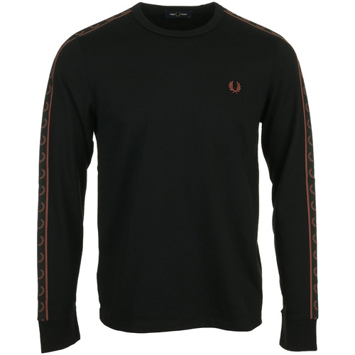 textil Hombre Camisetas manga corta Fred Perry Long Sleeve Laured Taped Tee Negro