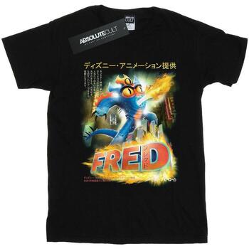 textil Niña Camisetas manga larga Disney Big Hero 6 Fred Anime Poster Negro