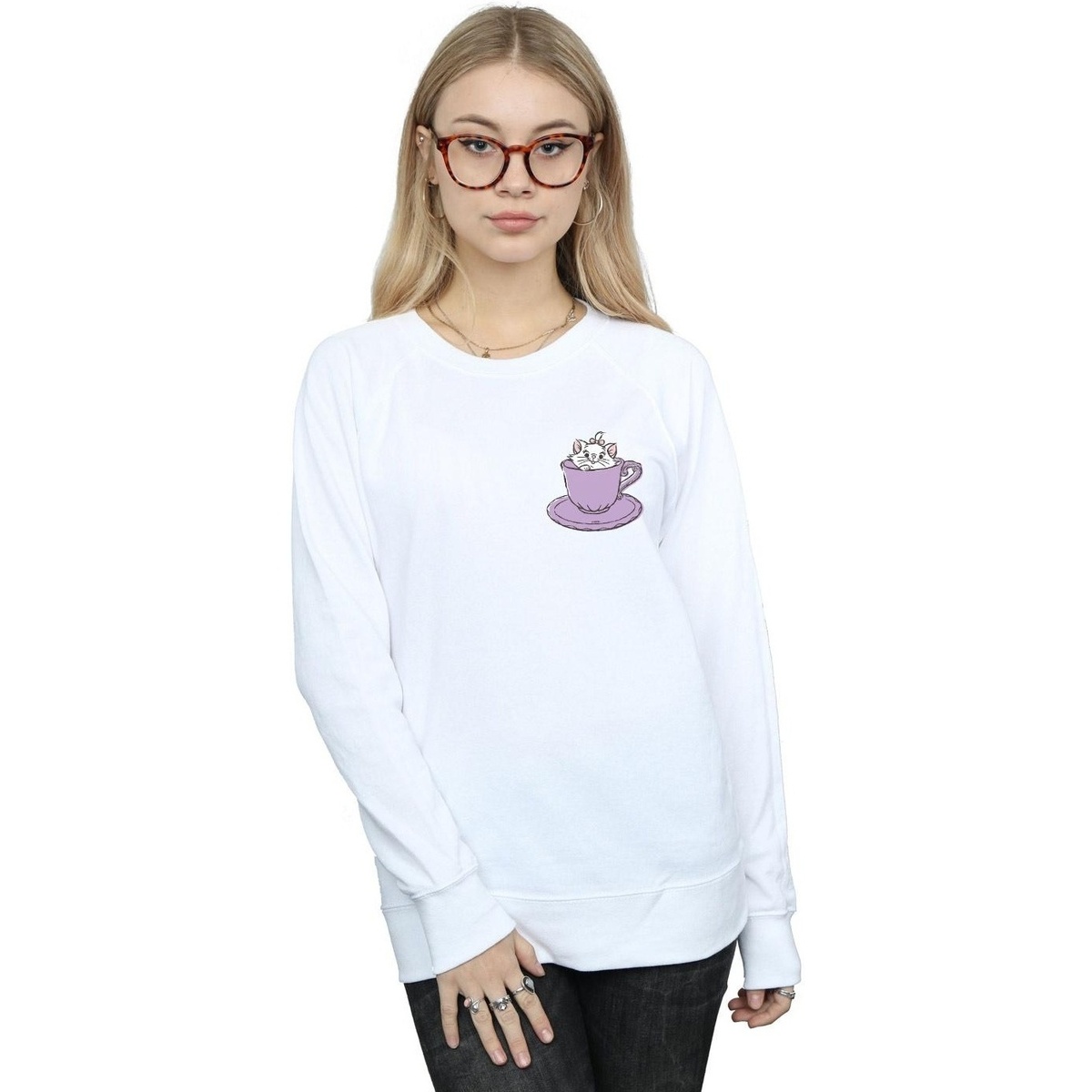 textil Mujer Sudaderas Disney Aristocats Marie In Cup Breast Print Blanco
