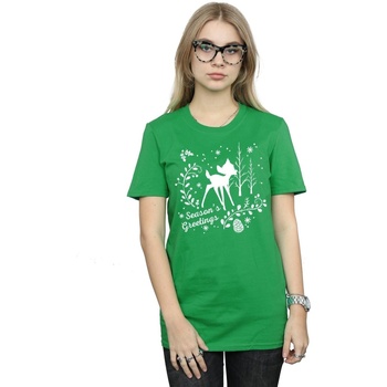 textil Mujer Camisetas manga larga Disney Bambi Christmas Greetings Verde
