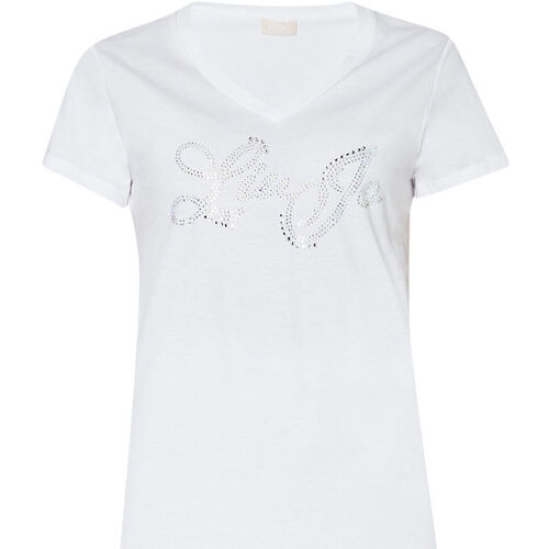 textil Mujer Tops y Camisetas Liu Jo Camiseta con logotipo y strass Blanco
