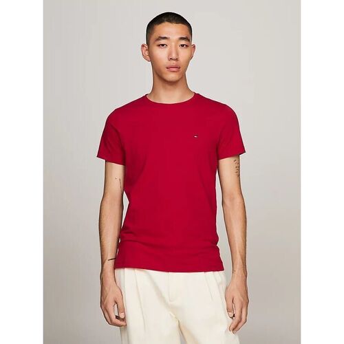 textil Hombre Tops y Camisetas Tommy Hilfiger MW0MW10800 - STRETCH SLIM FIT-XJV ROYAL BERRY Rojo