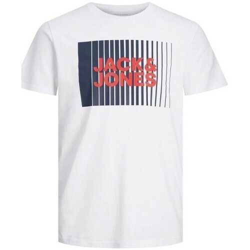 textil Hombre Camisetas manga corta Jack & Jones 12233999 ECORP LOGO TEE PLAY SS O NECK Blanco