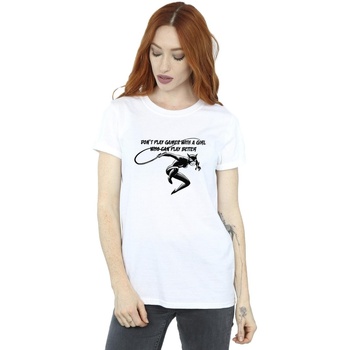 textil Mujer Camisetas manga larga Dc Comics Catwoman Don't Play Games Blanco