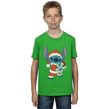 textil Niño Camisetas manga corta Disney Lilo And Stitch Stitch Christmas Verde