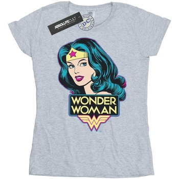textil Mujer Camisetas manga larga Dc Comics Wonder Woman Head Gris