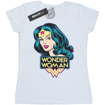 textil Mujer Camisetas manga larga Dc Comics Wonder Woman Head Blanco