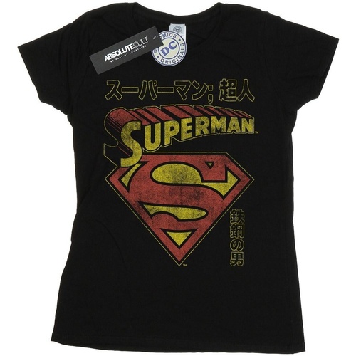 textil Mujer Camisetas manga larga Dc Comics Superman Shield Negro
