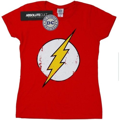 textil Mujer Camisetas manga larga Dc Comics Flash Distressed Logo Rojo