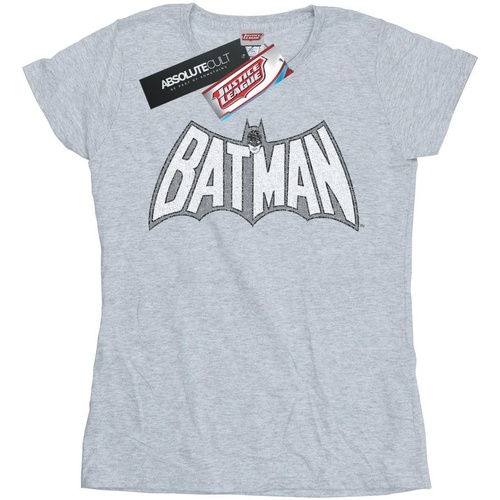 textil Mujer Camisetas manga larga Dc Comics Batman Retro Crackle Logo Gris