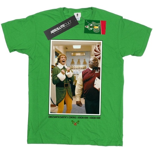 textil Niña Camisetas manga larga Elf OMG Santa Photo Verde