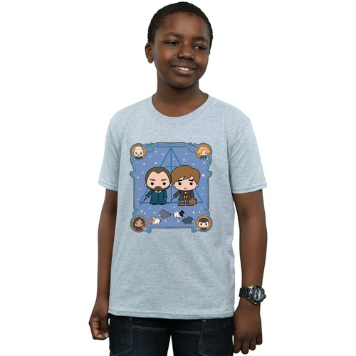 textil Niño Camisetas manga corta Fantastic Beasts Chibi Newt And Dumbledore Gris