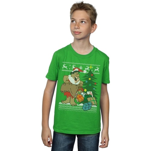 textil Niño Camisetas manga corta The Flintstones Christmas Fair Isle Verde
