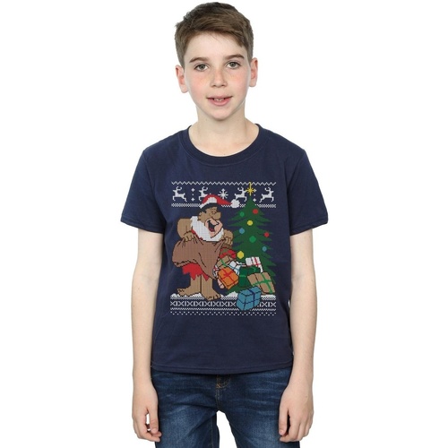 textil Niño Camisetas manga corta The Flintstones Christmas Fair Isle Azul