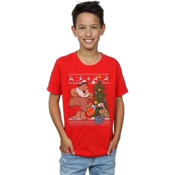 textil Niño Camisetas manga corta The Flintstones Christmas Fair Isle Rojo