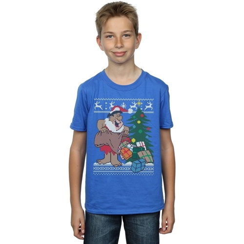 textil Niño Camisetas manga corta The Flintstones Christmas Fair Isle Azul
