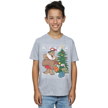 textil Niño Camisetas manga corta The Flintstones Christmas Fair Isle Gris