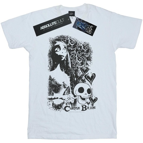 textil Hombre Camisetas manga larga Corpse Bride Skull Logo Blanco