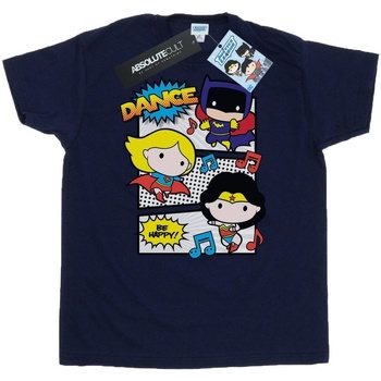 textil Hombre Camisetas manga larga Dc Comics Chibi Super Friends Dance Azul