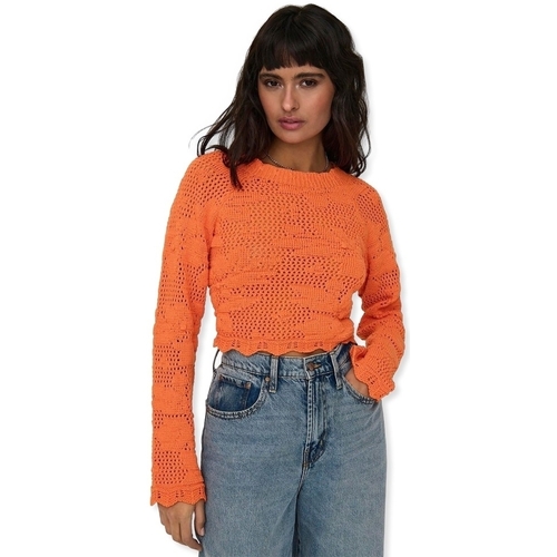 textil Mujer Jerséis Only Cille Life Knit L/S - Tangerine Naranja
