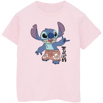 textil Niña Camisetas manga corta Disney Lilo & Stitch Bermuda Shorts Rojo