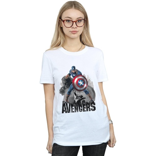 textil Mujer Camisetas manga larga Marvel Captain America Action Pose Blanco